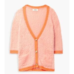 L'AGENCE eyelash knit pink orange short sleeve sweater cardigan